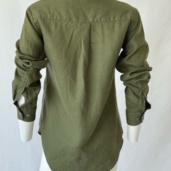 Sage Green Button Down Shirt, Size XS Olive Green Long Sleeve - Picture 3 of 7
